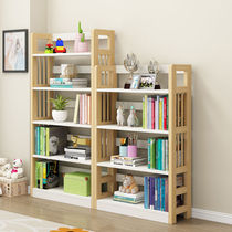 New pure solid wood bookshelf thickened pine floor-standing household simple storage rack modern childrens bay window cabinet solid wood storage