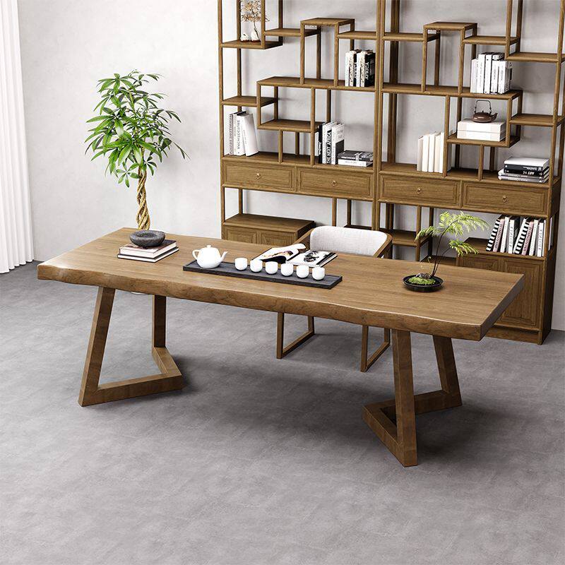 2023 new solid wood meeting table long table minimalist modern desk industrial wind new strip big table work-Taobao