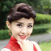 Hot Sell Honourable Emulation Human Hair Silk Corrugated Qipao Wig Liu Haiflake Wig retweet volume Gaidhaired and white hair