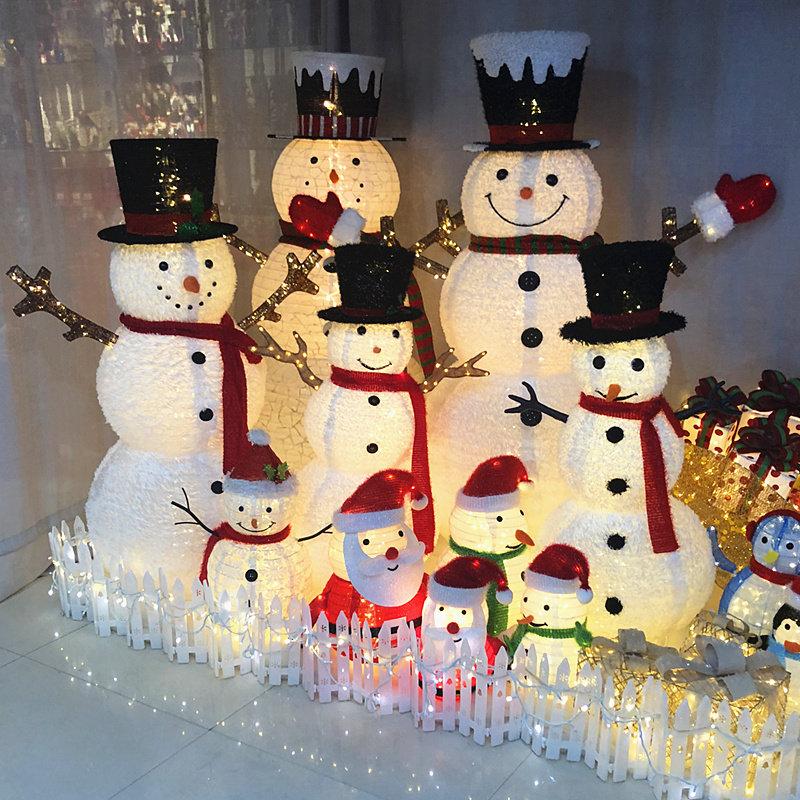 Christmas Decorations Iron Art Luminous Large Flex Snowman Props Seniors Swing Pieces Large Dealer Scene Arrangement Lights