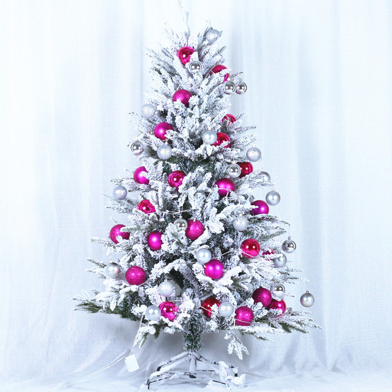 New Christmas tree PE flocking rose red package home encryption with lights snowflake tree white snow tree Christmas decoration
