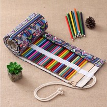 (Send Color Lead) Sketch Suit Drawing Pen Curtain Pencil Case Canvas Pen Bag Cashier Bags Students Fine Art Rolls Items