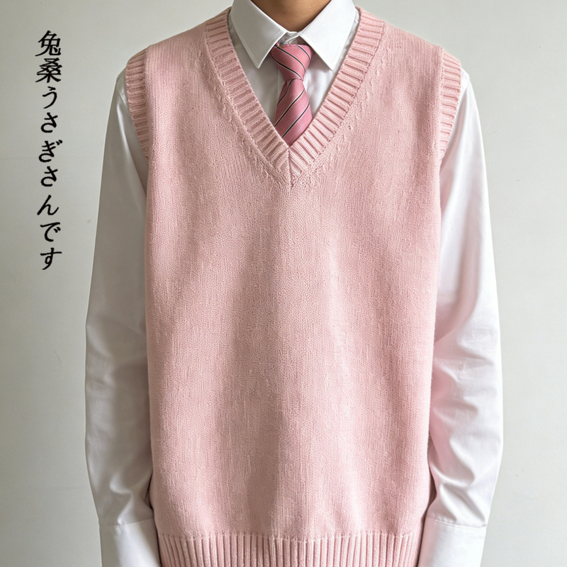 Rabbit Mulberry Dk Uniform Style Loose-Fitting Skin-Friendly Breathable V-Neck Knitwear Simple Autumn Men's Pullover Vest