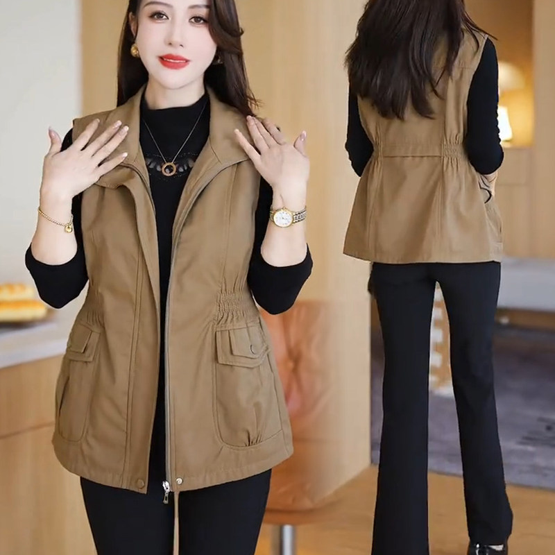 Fashionable Versatile Lapel Cardigan Vest for Women 2026 Spring and Autumn New Stylish Age-Reducing Mom's Wear Sleeveless Vest