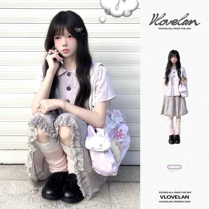 French-Style Doll Collar Polka Dot Short-Sleeved Shirt for Women, New Summer Style Plaid Skirt, Very Beautiful Two-Piece Set French-Style Doll Collar Polka Dot Short-Sleeved Shirt for Women, New Summer Style Plaid Skirt, Very Beautiful Two-Piece Set