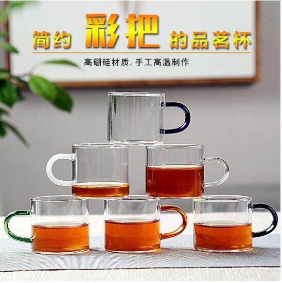Glass tea set thickened heat-resistant cup glass teacup with handlebars coffee cup kung fu tea set
