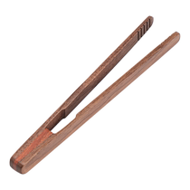 Walnut tea clip tea cup clip anti-scalding wooden tweezers cup clip solid wood tea clip copper decorated kung fu tea set accessories