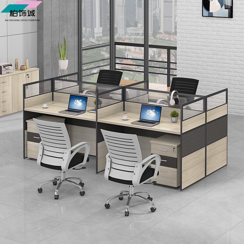 Kunming Staff Office Screen Cassette Brief Modern Partition 4 6 People Desk Staff Position Table And Chairs Combination
