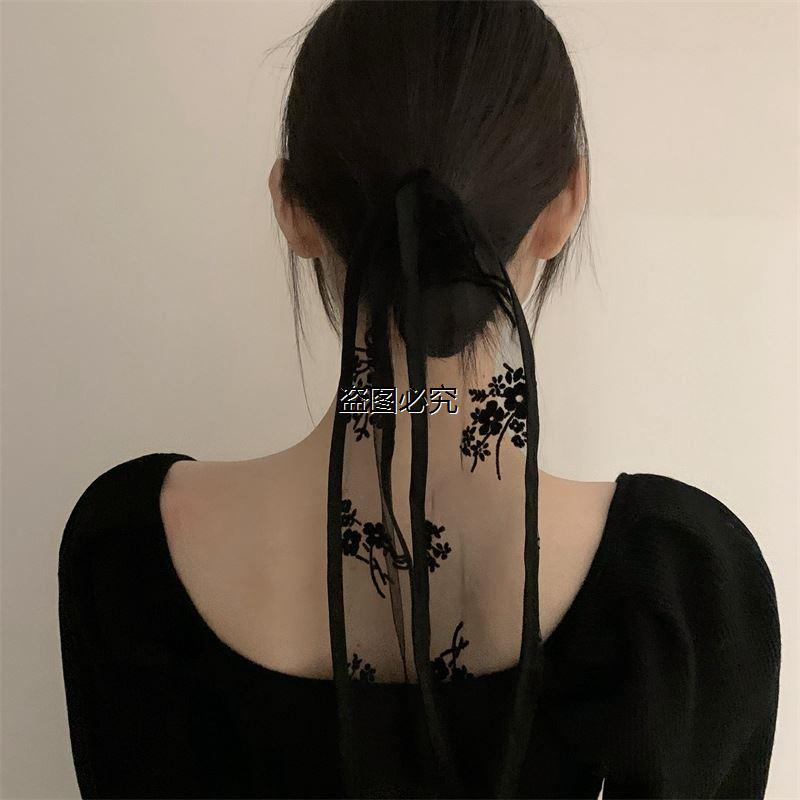 Super beautiful lace fairy bow hair band turban spring and summer neck scarf silk scarf tied hair tie hair Korean version all-match female trend