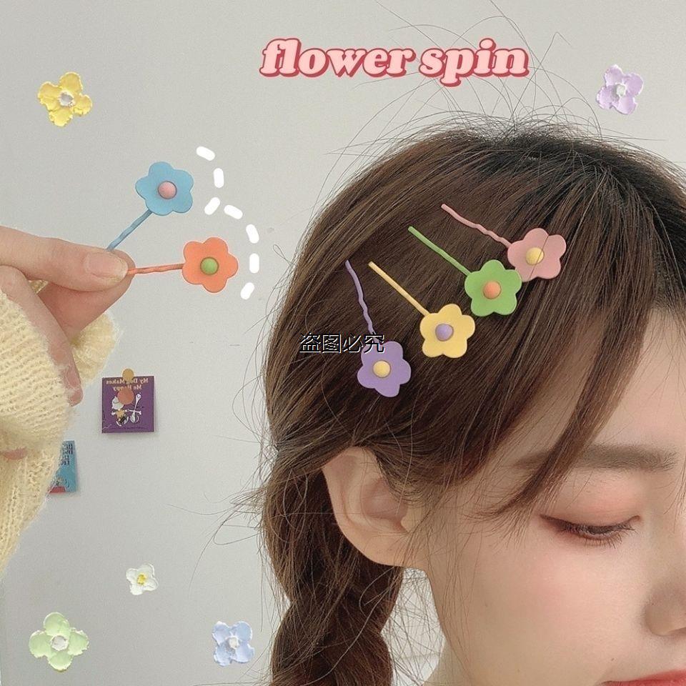 Cute Japanese student girl color flower word clip bangs top clip hairpin simple net red popular hair accessories