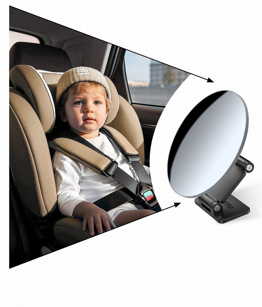 360 ° Wide-Angle Blind Spot-Free Tricycle Rearview Mirror, Suction Cup Type Convex Reversing Mirror, Large Field of View Reflector, Universal