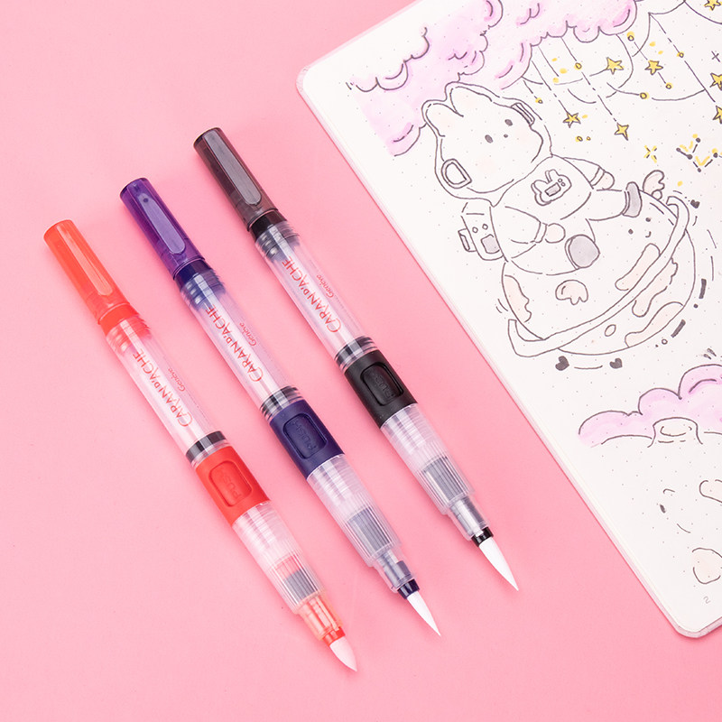 Caran D'Ache Swiss Kailandika Fountain Pen Set Solid Watercolor Paint Pen Beginner Hand-Drawing Outlining Pen Water-Filled Pen Refillable Water Brush Soft Tip