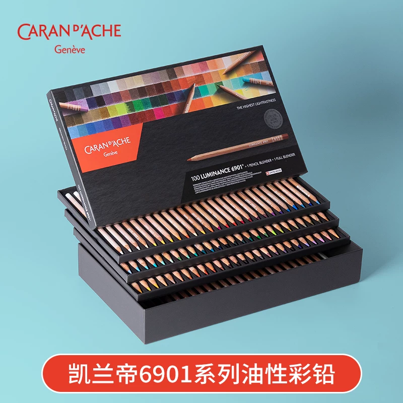 Палитра цвета на масляной основе CARAND’ACHE Swiss Carda 6901, 100 цветов, роскошные художественные цветные карандаши, ручная роспись, студентские цветные карандаши