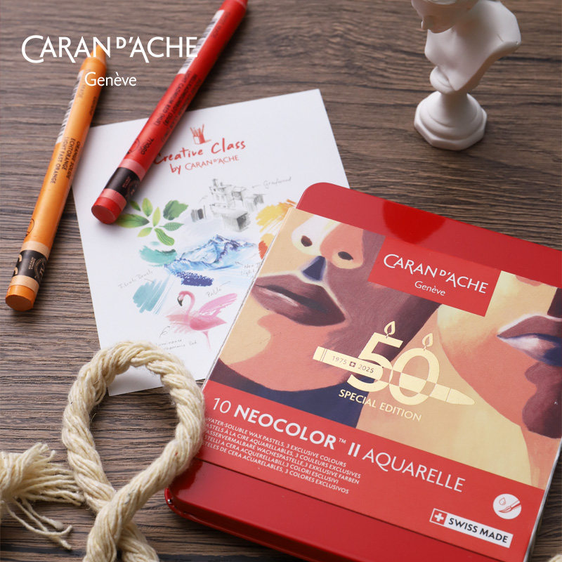 [Neocolorⅱ50Th Anniversary Limited Edition]Caran D'Ache Water-Soluble Crayons Professional Grade Imported Children's Art Student Painting Pens Toddler Oil Pastel Set