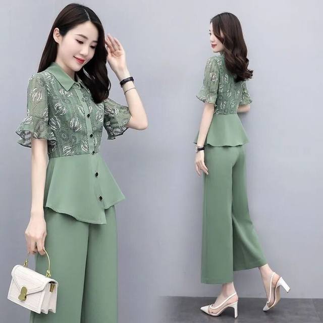 Single/Suit Female Small Man 2023 New Summer Temperament Slim Ladies Summer Fashion Wide-leg Pants Two-piece Set