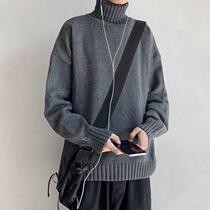 Port Wind high collar sweater Mens Korean version trendy casual beating bottom-knitted sweatshirt autumn winter new loose 100 hitch student line clothes