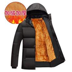 Меховая одежда 中老年棉袄加绒加厚男装棉衣冬装外套老年宽松连帽棉服爸爸装60岁