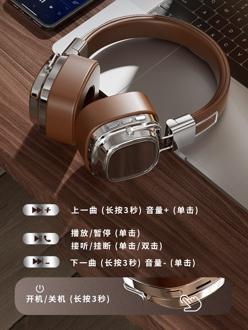 Head-Mounted Wireless Bluetooth Headset, New Model, Gaming, Noise Reduction, Wired with Microphone, Ultra-Long Standby, Universal for Computers and Mobile Phones
