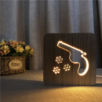 Custom wood lamp USB powered 3D night gun decoration n