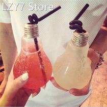 Glass Bulb Shaped Water Bottle With Lids For Milk Storage Cu