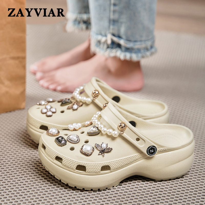 French Zayviar Baroque Cloud Hole Shoes for Women 2026 Summer New Thick-Soled Outdoor Non-Slip Sandals
