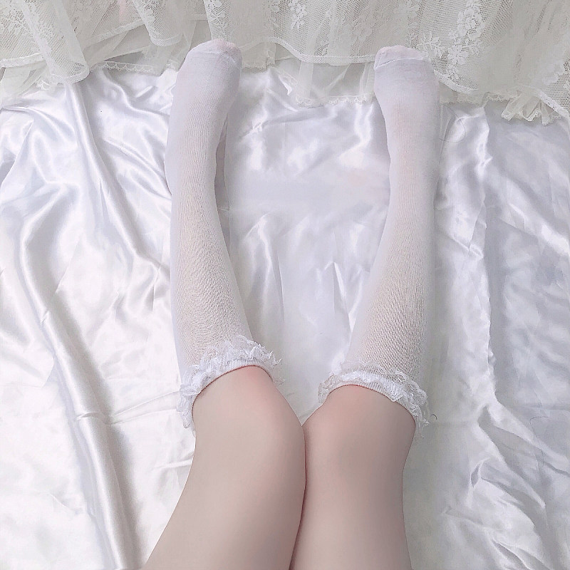 Stocks are interested in ultra - thin high cylinder flirting lace over knee jk full transparent invisible black widow woman