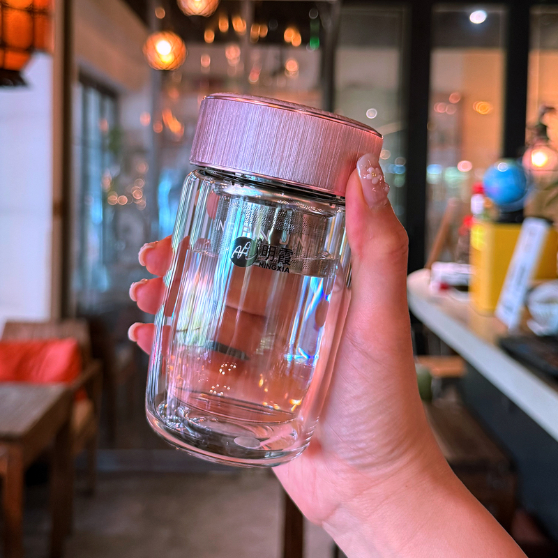 Double-Layer High-Temperature-Resistant Glass Cup, Small and Exquisite, High-End Business Anti-Scald Mini Water Cup for Women, Office Tea Cup