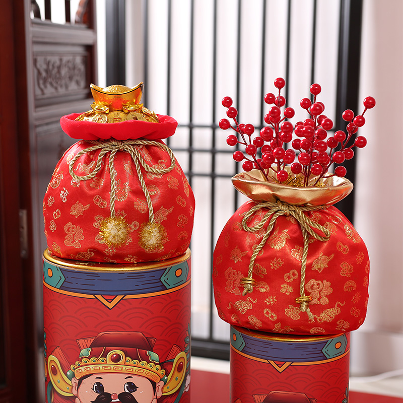 New Year's Day New Year's Day decorations Creative Pendulum Mall shop window Counter Scene arrangement New Year Spring Festival Money bag Decorative Pendulum