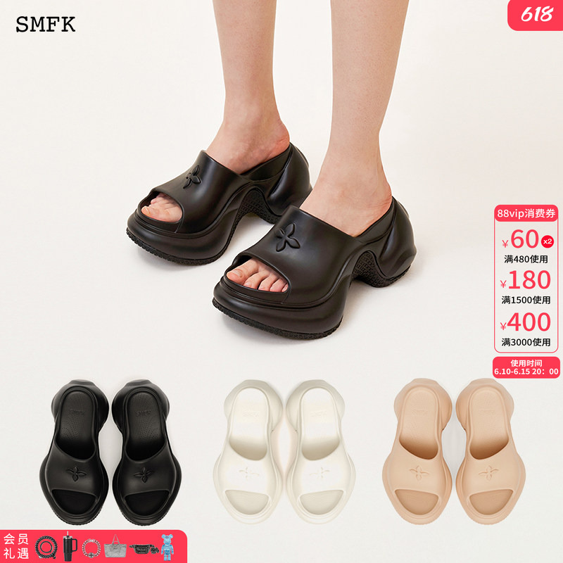 Smfk High-Heeled Sports Slippers Sl002B1/W1/F1 Celebrity Style Thick-Soled Height-Increasing Sandals Y2K Summer Outdoor Wear Smfk High-Heeled Sports Slippers Sl002B1/W1/F1 Celebrity Style Thick-Soled Height-Increasing Sandals Y2K Summer Outdoor Wear
