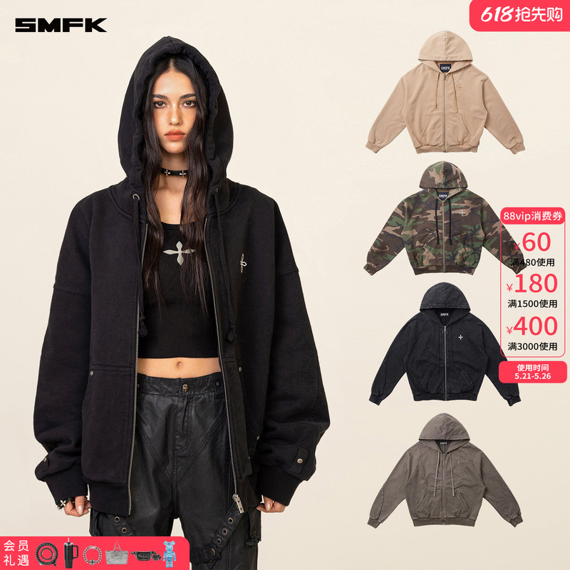 Smfk Cross Flower Classic Zipper Hoodie Ch005B1 Star Same Style Hooded Sweatshirt Jacket Cardigan Spring Smfk Cross Flower Classic Zipper Hoodie Ch005B1 Star Same Style Hooded Sweatshirt Jacket Cardigan Spring