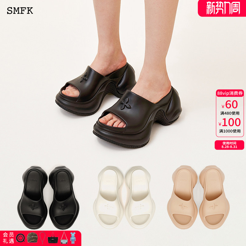 Smfk High-Heeled Sports Slippers Sl002B1/W1/F1 Celebrity Style Thick-Soled Height-Increasing Sandals Y2K Summer Outdoor Wear