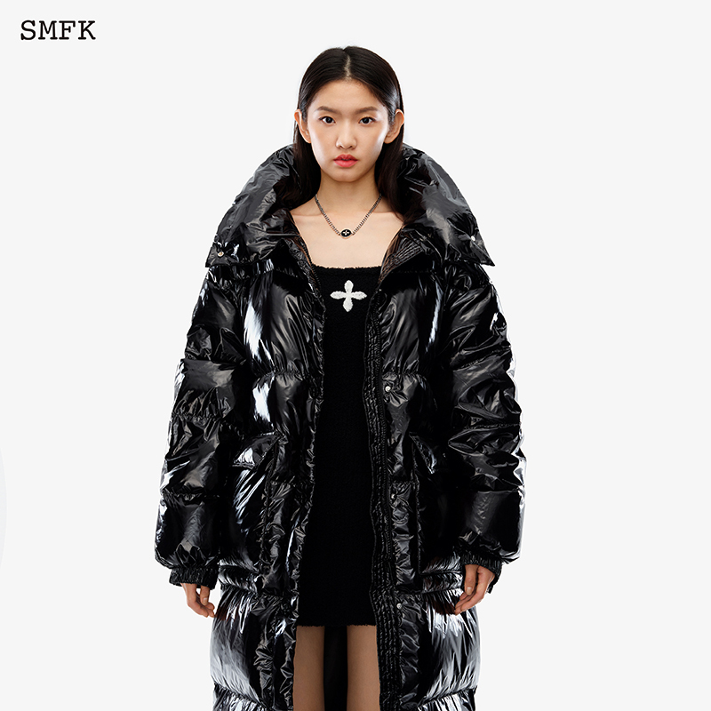 【Limited Stock】Smfk Glossy Long down Jacket Ug020B Celebrity Style Warm White Duck down Coat for Winter