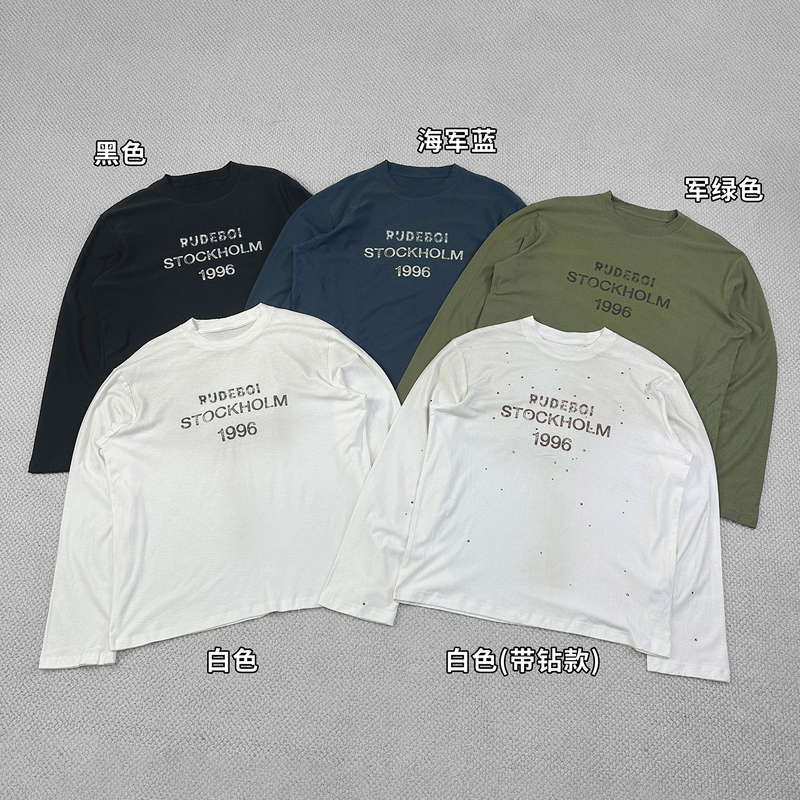 Rudeboi as Style Cotton and Linen Blend 1996 Print Spray-Washed Vintage Loose-Fitting Long-Sleeve T-Shirt Rudeboi as Style Cotton and Linen Blend 1996 Print Spray-Washed Vintage Loose-Fitting Long-Sleeve T-Shirt