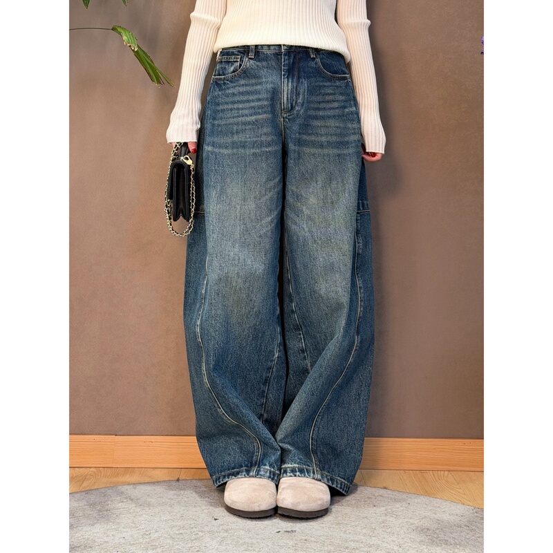 【Guanlan】Imported Turkish Denim Cotton Retro Stylish Three-Dimensional Cut Scimitar Jeans 266309 【Guanlan】Imported Turkish Denim Cotton Retro Stylish Three-Dimensional Cut Scimitar Jeans 266309