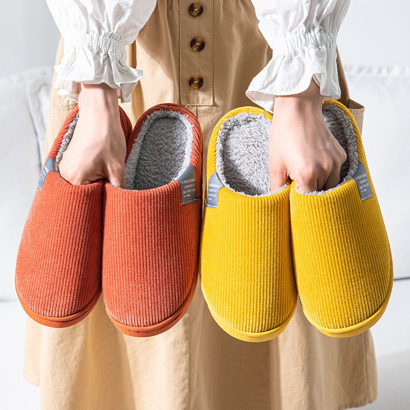 Cotton slippers autumn and winter home slippers in the room anti-slippers and female plug-in warm household couple