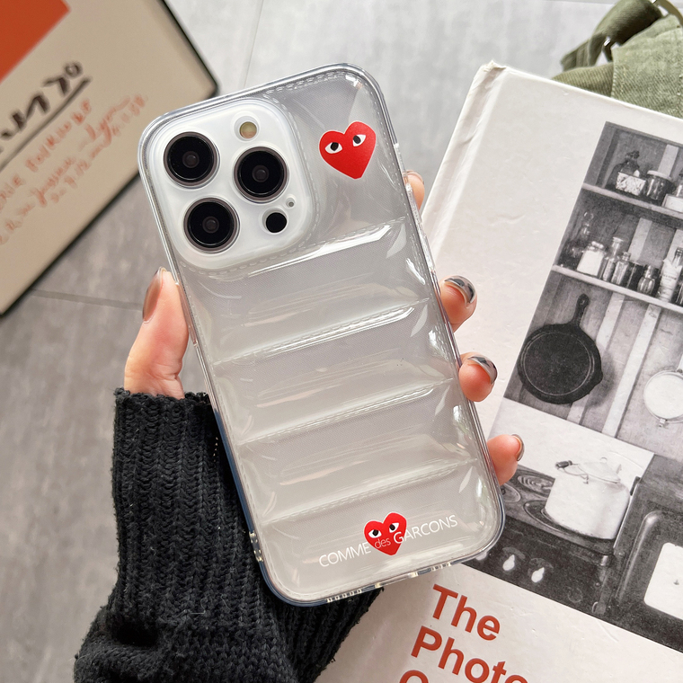 Comme des Garcons Red Heart Puffer Clear Silicone iPhone Case