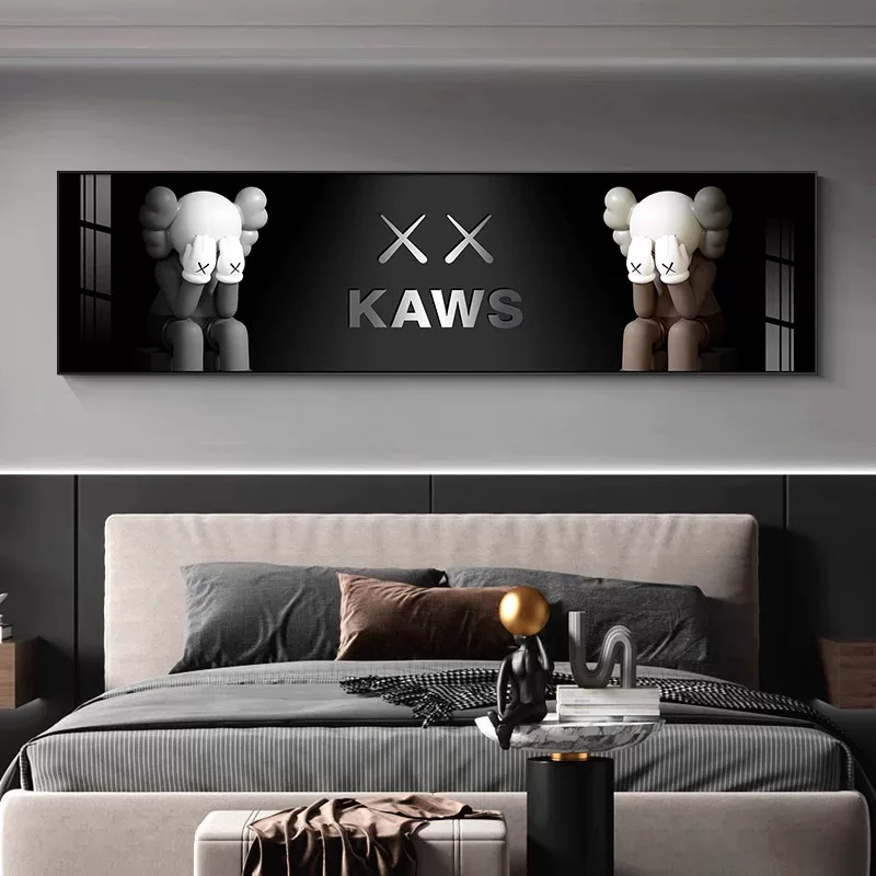 [暴力熊床头挂画潮牌KAWS轻奢创意壁画卧室装饰画现代简约主卧墙画]