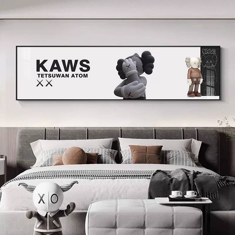 [暴力熊床头挂画潮牌KAWS轻奢创意壁画卧室装饰画现代简约主卧墙画]
