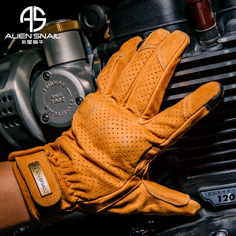 Alien Snail V7 Sheepskin Cycling Gloves Four Seasons Retro Men's and Women's Touch Screen Comfortable Cycling Equipment Motorcycle Gloves