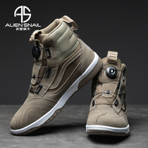 Alien Snail Motorcycle Riding Boots All Season Racing Shoes Anti-Fall Casual Knots Riding Board Shoes Waterproof Ferris Shoe