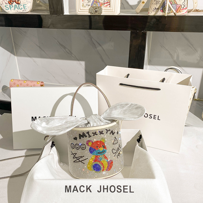 This year popular small crowdsourced high-grade texture genuine leather water drill bucket bag 2022 new tide Cubs handbag tilted satchel