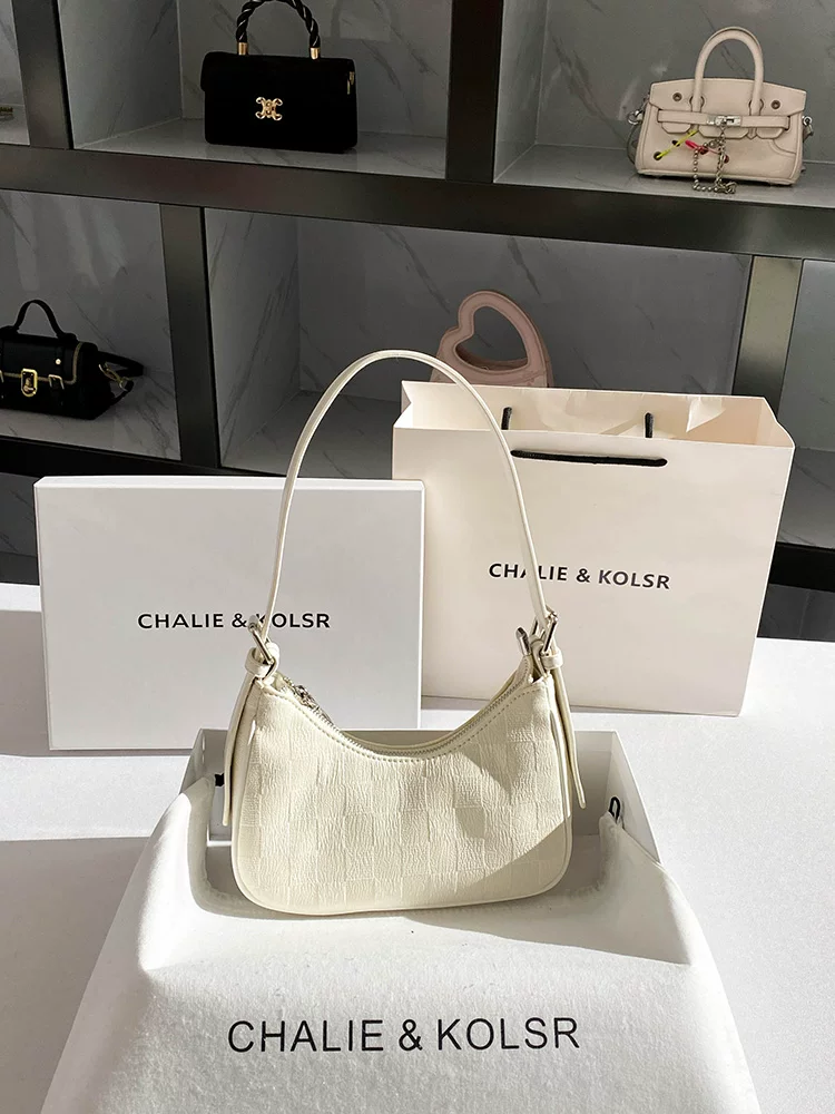  Chalie&Kolsr Authentic Niche Cream Crescent Armpit Bag 2025 Spring High-End Baguette Shoulder Bag