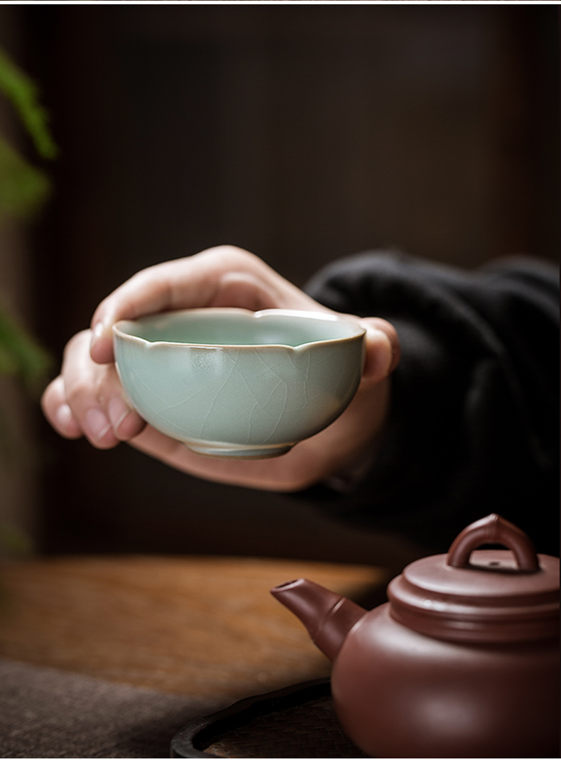 汝窑功夫茶具主人杯喝茶个人专用景德镇手工高端茶盏青瓷品茗单杯
