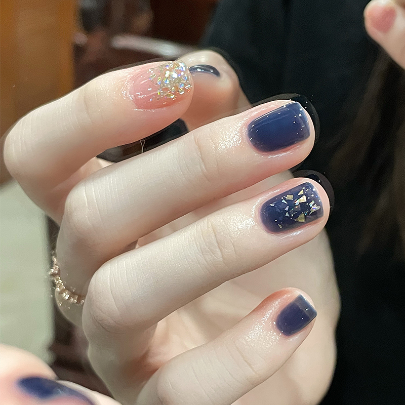 Blue nail polish women's 2022 summer new no-bake long-lasting quick-drying semi-tearable pregnant women's jelly ice naked