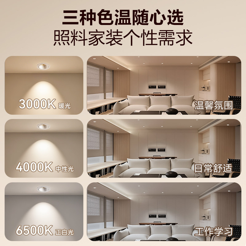 Bull Recessed Spotlight Small Hill Lamp 75mm for Home Living Room Rainbow Spotlight Led Light Deep Cup Anti-Glare Ceiling Light