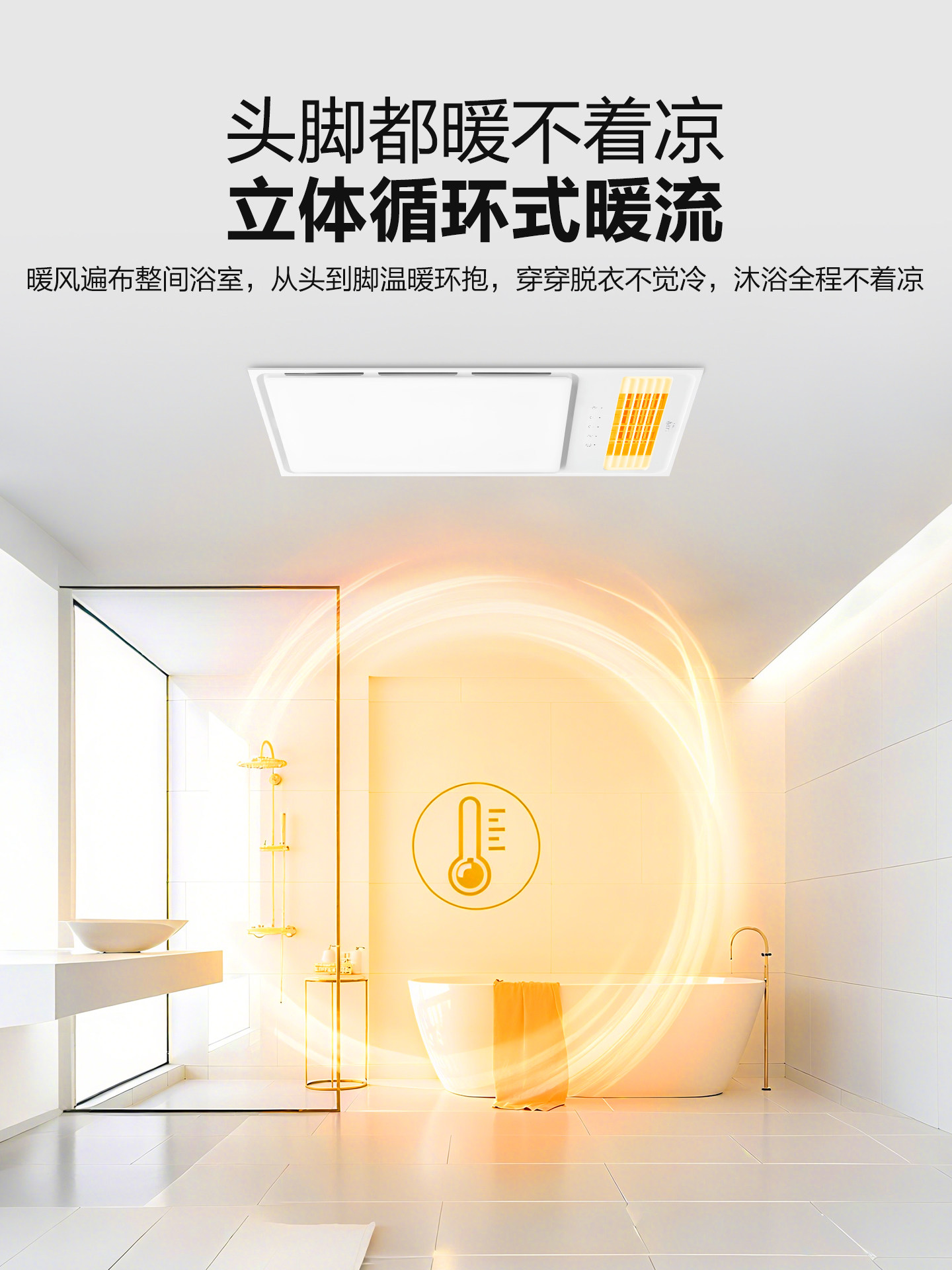 Bull Wireless Bathroom Heater, No Wiring Required, Integrated Lighting and Exhaust Fan, Wireless Remote Control, Integrated Ceiling Light for Bathroom