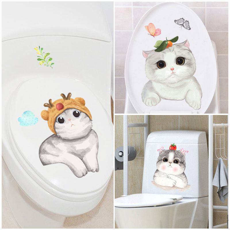 Toilet Sticker Creative Home Bathroom Decoration Sticker toilet Cute Funny Cartoon Wall Sticker Waterproof