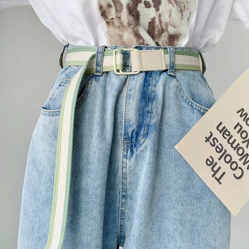 New Canvas Belt Korean Style Casual Ins Denim Belt Without Holes, Military Training Extended Dopamine Belt