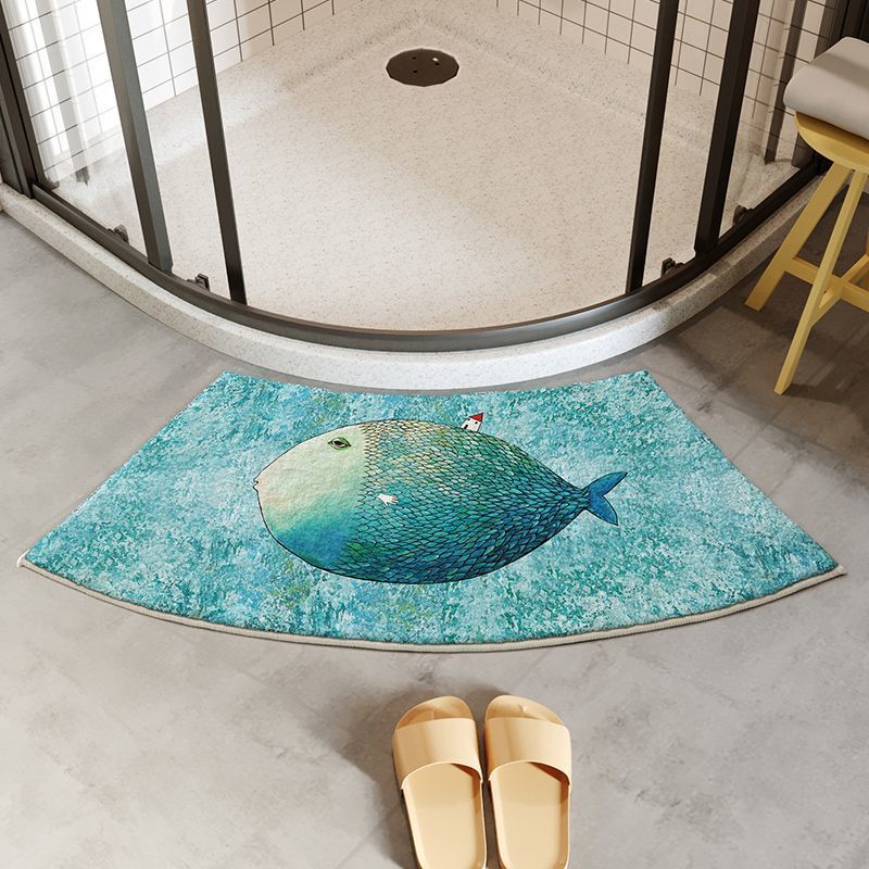 Bathroom door fan-shaped floor mat shower room semi-circular arc-shaped floor mat absorbent non-slip carpet bath toilet door mat