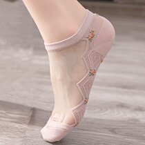 5 Double Low Bunch small flower Fiberglass Women Ship Socks Season Spring Summer Breathable Combed Cotton Jacquard Socks Silk Mesh